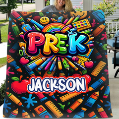 Colorful Graffiti Blanket - Customized Name And Grade - New Semester Gifts