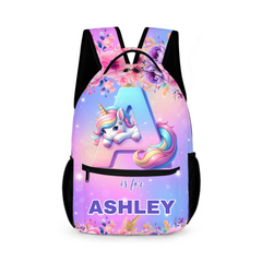 Flower Unicorn Custom Backpack - Personalized Initial and Name - Fashionable Items