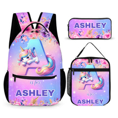 Flower Unicorn Custom Backpack - Personalized Initial and Name - Fashionable Items
