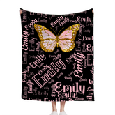 Flashing Butterfly Custom Blanket - Personalized Name And Color - Exquisite Gift for Butterfly Lovers