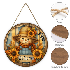 The Straw Girl Customized Door Plate- Personalized Text Wooden Sign - Exquisite House Decoration