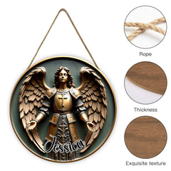 Angel Pattern Customized Door Plate - Personalized Name Wooden Sign