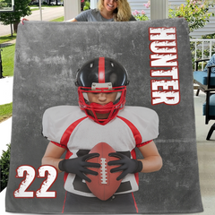 Personalized Football Blanket Custom Sport Gift-Teen Boy Football Gift For NFL Custom Football Blanket With
