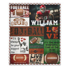 Custom Football Life Blanket - Personalized Sports Throw with Football Design - Gift for Football Fans