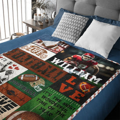 Custom Football Life Blanket - Personalized Sports Throw with Football Design - Gift for Football Fans