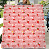 🍓Customized Strawberry Blanket - Personalized Name Toddler Blanket - Gift for Baby Girl, Kids