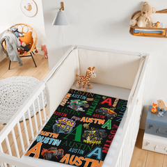 Custom Monster Truck Blanket – Personalized Off-Road Car Blanket – Gift for Boys