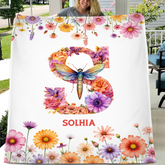 Romantic Flowers and Butterflies - Personalized Blankets with Initial and Name