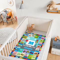 Custom Car & Truck Alphabet Blanket - Personalized Kids Learning Blanket - Gift for Toddlers and Children