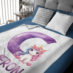 Custom Unicorn Blanket - Personalized Unicorn Name Throw - Gift for Kids & Girls