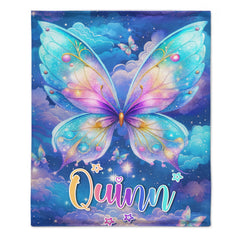 Custom Starry Butterfly Blanket - Personalized Magical Sky Throw - Gift for Butterfly Lovers,Girls - SDG