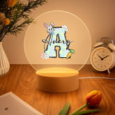 Custom Bunny Carrot Initial Night Light - Personalized Easter LED Lamp with Name - Gift for Kids