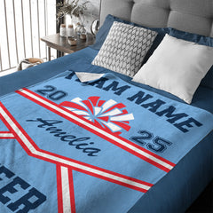 Customized Multicolor Cheerleading Pompom Soft Throw Blanket - Personalized Color And Name - Cheerleading Supplies