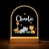 Custom Jungle Animal Night Light - Personalized Safari Kids Star Lamp - Gift for Boys Girls Baby