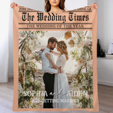 Customized Times Poster Design Photo Blanket - Personalized Texts And Photo - Romantic Gift for Couples