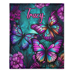 🦋Beautiful Butterflies Customized Blanket - Personalized Name - Butterfly Enthusiast Gift