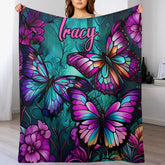 🦋Beautiful Butterflies Customized Blanket - Personalized Name - Butterfly Enthusiast Gift