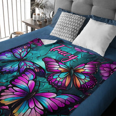 🦋Beautiful Butterflies Customized Blanket - Personalized Name - Butterfly Enthusiast Gift