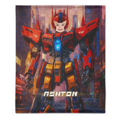 Custom Robot Blanket - Personalized Face Photo Transformer Throw Blanket - Gift for Kids Boys