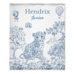 Custom Multicolored Floral Leopard Giraffe Elephant Soft Blanket - Personalized Name - Gift for Kids, Baby, Children