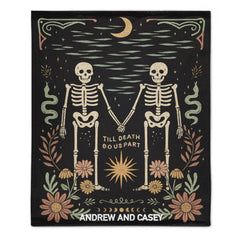 ☠️TILL DEATH BO US PART Customized Blanket - Personalized Name - Halloween Gifts For Couple, Lovers