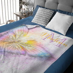 Custom Watercolor Butterfly Blanket - Personalized Baby Initial Name Throw - Gift for Infant Girls Boys