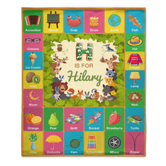 Custom ABC Learning Blanket – Personalized Alphabet Name Throw – Educational Gift for Children