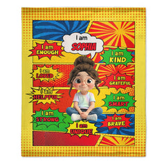Empowering Comic Style Blast Themed Customized Blanket - Personalized Characters and Name - Gift for Kids, Baby
