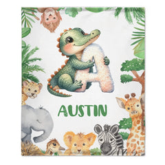 Custom Animal Alphabet Blanket – Personalized Jungle Learning Blanket – Gift for Kids - SDG