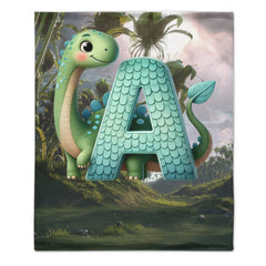Custom Dinosaur Alphabet Blanket – Personalized Dino Letter Blanket – Gift for Kids & Toddlers