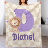 Customized Horse Fantasy Unicorn Cute Animal Blanket - Personalized Name and Initial Letter - Gift For Boys, Girls