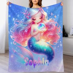 🧜♀️ Personalized Mermaid Blanket Set for Girls,Kids/Toddlers Blanket for Kindergarten & Elementary - SDG