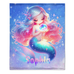 🧜♀️ Personalized Mermaid Blanket Set for Girls,Kids/Toddlers Blanket for Kindergarten & Elementary - SDG