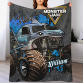 Custom Shark Truck Blanket โ Personalized Monster Jam Blanket โ Gift for Boys