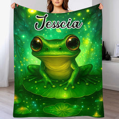 🐸Custom Trippy Frog Blanket – Personalized Name – Gift for Frog Lovers