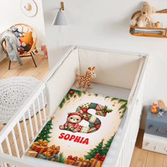 Custom Cute Baby Animal Alphabet Blanket – Personalized Animal And Initial Letter – Christmas Gift for Kids & Teens