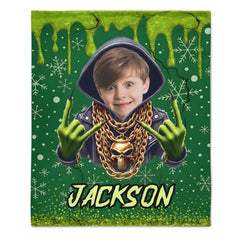 Customized Photo Christmas Blanket - Personalized Photo and Name - Christmas Gift For Kids, Friends