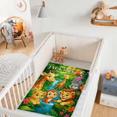 🌳Customized Animal Jungle Blanket - Personalized Name - Gift For Kids, Children - SDG
