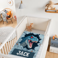 Custom Dinosaur Blanket – Personalized Wall-Breaking T-Rex Throw – Gift for Boys