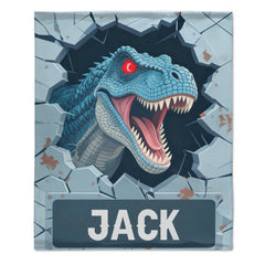 Custom Dinosaur Blanket – Personalized Wall-Breaking T-Rex Throw – Gift for Boys