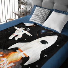 Custom Space Astronaut Blanket – Personalized Rocket Galaxy Throw