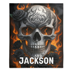 Custom Skull Blanket – Personalized Pattern and Name Flannel Blanket - Home Decoration Gifts