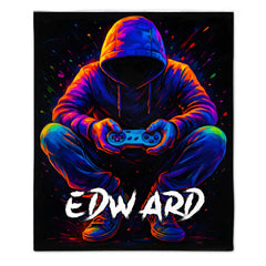 Customized Gaming Controller Blanket - Personalized Name - Gifts For Him, Her, Game Lovers