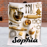 Love Baking Custom Blanket โ Personalized Name Blanket โ Gift for Baking Enthusiast, Pastry Chef