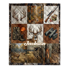 Customized Hunting-themed Blanket – Personalized Name – Gift for Hunter, Hunting Lovers