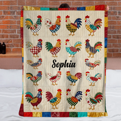 Love Chicken Custom Blanket - Personalized Name - Gifts for Chicken Farmers, Chicken Lovers