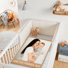 Customized "Mom" Photo Blanket - Personalized Text And Photo - Gift For Mom, Grandma