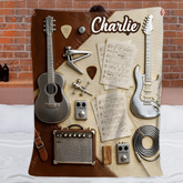 Custom Guitarist Blanket - Personalized Name - Gifts for Guitarists, Guitar Enthusiasts, Musicians