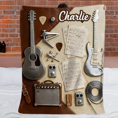 Custom Guitarist Blanket - Personalized Name - Gifts for Guitarists, Guitar Enthusiasts, Musicians