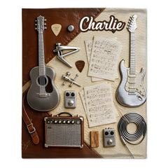 Custom Guitarist Blanket - Personalized Name - Gifts for Guitarists, Guitar Enthusiasts, Musicians
